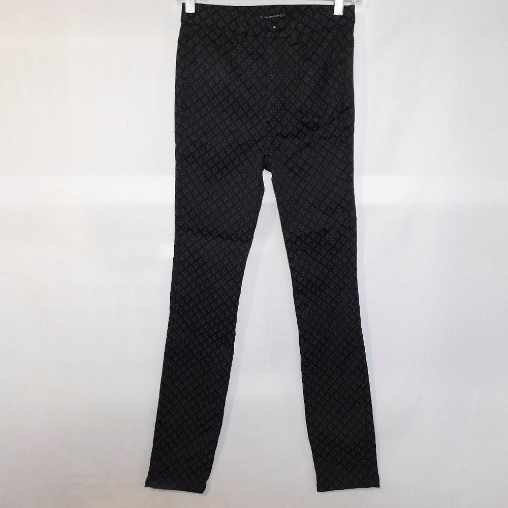 Zara Black Blue Red Diamond Pattern Pants - New w Tag Women's XS